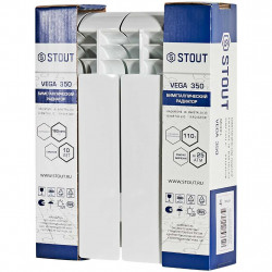 Радиатор биметаллический STOUT VEGA 350 4 секции боковое подключение (белый RAL 9016) - купить в Екатеринбурге