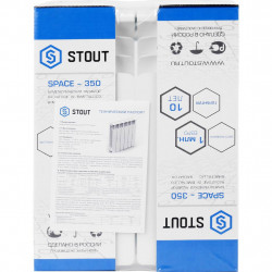 Радиатор биметаллический STOUT Space 350 4 секции боковое подключение RAL9016 - купить в Екатеринбурге