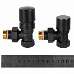 Комплект клапанов термостатических STOUT Design черный, угловой 1/2 - купить в Екатеринбурге