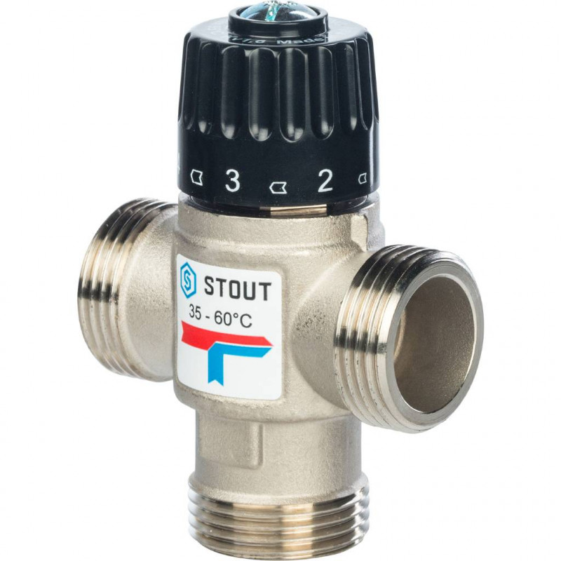 Термостатический смесительный клапан для систем отопления и ГВС STOUT 1 НР 35-60°С KV 1,6 - купить в Екатеринбурге