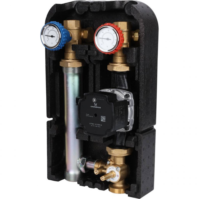 STOUT SDG-0003 Насосная группа с 3-х ходовым приводным смесителем 1"с насосом Grundfos UPM3 Hybrid 25-70 - купить в Екатеринбург
