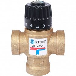Термостатический смесительный клапан для систем отопления и ГВС STOUT 3/4 ВР 20-43°С KV 1,6 - купить в Екатеринбурге