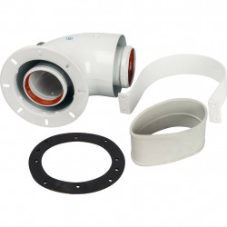 Адаптер для котла угловой STOUT DN60/100 90° коаксиальный (совместимый с Bosch, Buderus)(с логотипом) - купить в Екатеринбурге
