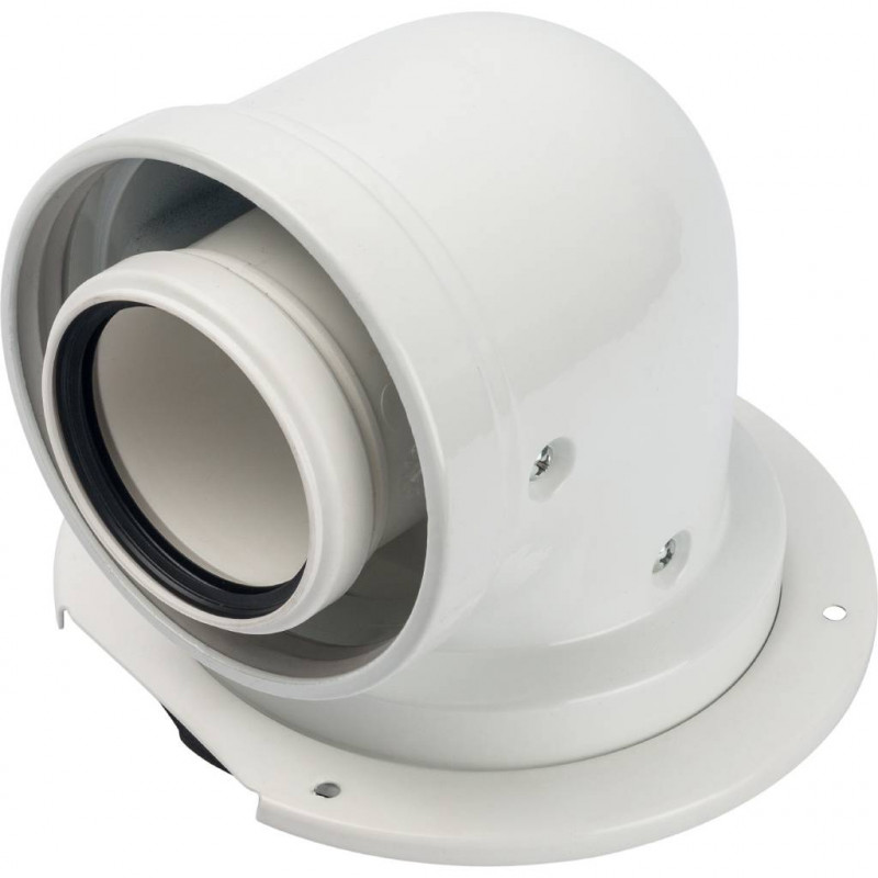 *SCA-8610-240090 STOUT Элемент дымохода конденсац. адаптер 90° DN60/100 м/п PP-AL с фланцем (совместим. с Bosch) - купить в Екат