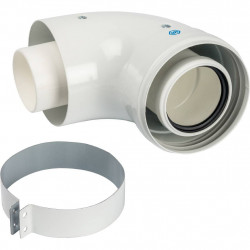 Конденсационный адаптер 90° STOUT DN60/100 м/п PP-FE c хомутом (совместим. с Vaillant, Ariston) - купить в Екатеринбурге