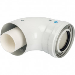 Конденсационный адаптер 90° STOUT DN60/100 м/п PP-FE c хомутом (совместим. с Vaillant, Ariston) - купить в Екатеринбурге