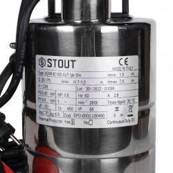 Насос дренажный STOUT с поплавком, кабель 10 м, 230V, Q175 л/мин, H7,5 м - купить в Екатеринбурге