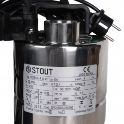 Насос дренажный STOUT с вертикальным поплавком, кабель 10 м, 230V, Q150 л/мин, H8 м - купить в Екатеринбурге