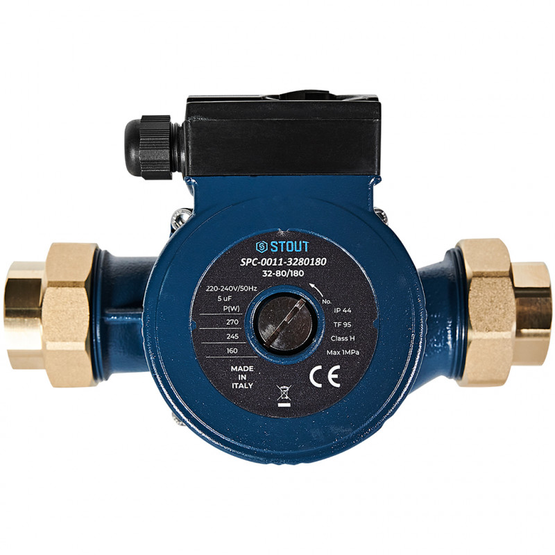 Циркуляционный насос STOUT 32-80/180 220/240V 50Hz с латунными гайками G2 x Rp 1 1/4 - купить в Екатеринбурге