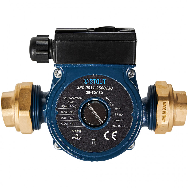 Циркуляционный насос STOUT 25-60/130 220/240V 50Hz с латунными гайками G 1 1/2 x Rp 1 - купить в Екатеринбурге