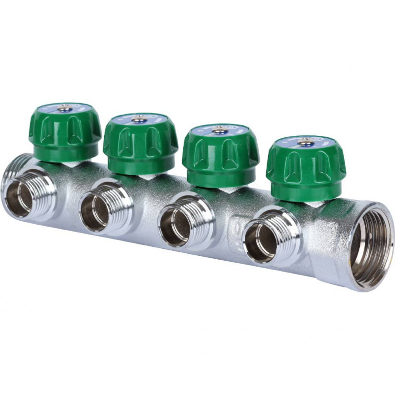 SMB-6850-011204 STOUT Коллектор регулирующий 1 , 4 отвода 1/2 под компрессионный фитинг для полимерных труб - купить в Екатеринб