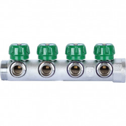 SMB-6850-011204 STOUT Коллектор регулирующий 1 , 4 отвода 1/2 под компрессионный фитинг для полимерных труб - купить в Екатеринб