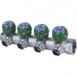 SMB-6850-341204 STOUT Коллектор регулирующий 3/4 , 4 отвода 1/2 под компрессионный фитинг для полимерных труб - купить в Екатери