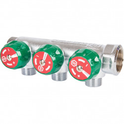 SMB-6850-341203 STOUT Коллектор регулирующий 3/4 , 3 отвода 1/2 под компрессионный фитинг для полимерных труб - купить в Екатери