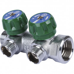 SMB-6850-341202 STOUT Коллектор регулирующий 3/4 , 2 отвода 1/2 под компрессионный фитинг для полимерных труб - купить в Екатери