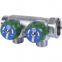 SMB-6850-341202 STOUT Коллектор регулирующий 3/4 , 2 отвода 1/2 под компрессионный фитинг для полимерных труб - купить в Екатери