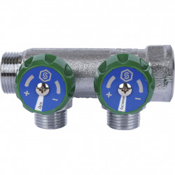 SMB-6850-341202 STOUT Коллектор регулирующий 3/4 , 2 отвода 1/2 под компрессионный фитинг для полимерных труб - купить в Екатери