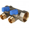 Коллектор с шаровыми кранами STOUT 1 , 2 отвода 1/2 (синие ручки) - купить в Екатеринбурге