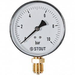 Манометр радиальный STOUT корпус Dn 100 мм 1/2 , 0...10 бар, кл.2.5 - купить в Екатеринбурге