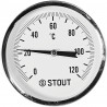 SIM-1001-801015 STOUT Термометр биметаллический осевой с погружной гильзой. Корпус Dn 80 мм, гильза 100 мм 1/2 , 0...120°С - куп