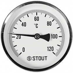 SIM-1001-105015 STOUT Термометр биметаллический осевой с погружной гильзой. Корпус Dn 100 мм, гильза 50 мм 1/2 , 0...120°С - куп
