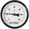 SIM-1001-637515 STOUT Термометр биметаллический осевой с погружной гильзой. Корпус Dn 63 мм, гильза 75 мм 1/2 , 0...120°С - купи