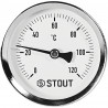 SIM-1001-635015 STOUT Термометр биметаллический осевой с погружной гильзой. Корпус Dn 63 мм, гильза 50 мм 1/2 , 0...120°С - купи
