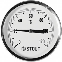 SIM-1001-805015 STOUT Термометр биметаллический осевой с погружной гильзой. Корпус Dn 80 мм, гильза 50 мм 1/2 , 0...120°С - купи