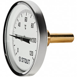 SIM-1001-805015 STOUT Термометр биметаллический осевой с погружной гильзой. Корпус Dn 80 мм, гильза 50 мм 1/2 , 0...120°С - купи
