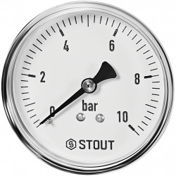 Манометр аксиальный STOUT корпус Dn 63 мм 1/4 , 0...10 бар, кл.2.5 - купить в Екатеринбурге