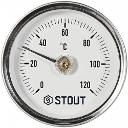 SIM-1004-630015 STOUT Термометр биметаллический накладной с пружиной. Корпус Dn 63 мм, 0...120°С, 1"-2" - купить в Екатеринбурге