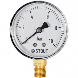Манометр радиальный STOUT корпус Dn 63 мм 1/4 , 0...10 бар, кл.2.5 - купить в Екатеринбурге