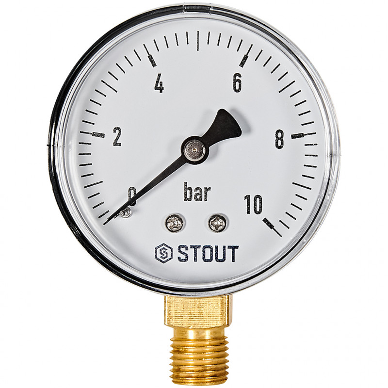 Манометр радиальный STOUT корпус Dn 63 мм 1/4 , 0...10 бар, кл.2.5 - купить в Екатеринбурге