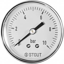 Манометр аксиальный STOUT корпус Dn 50 мм 1/4 , 0...10 бар, кл.2.5 - купить в Екатеринбурге